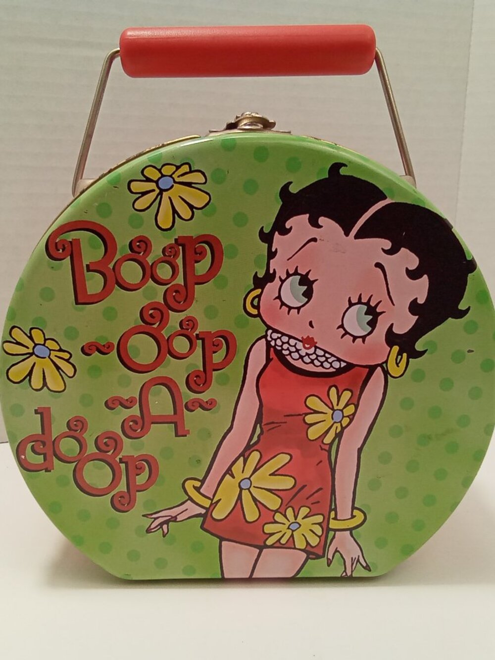 Vintage 1999 Betty Boop Round Tin Handbag Lunchbox